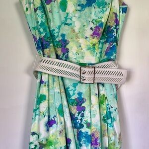 Calvin Klein Mint, Aqua & Green Watercolor Dress
